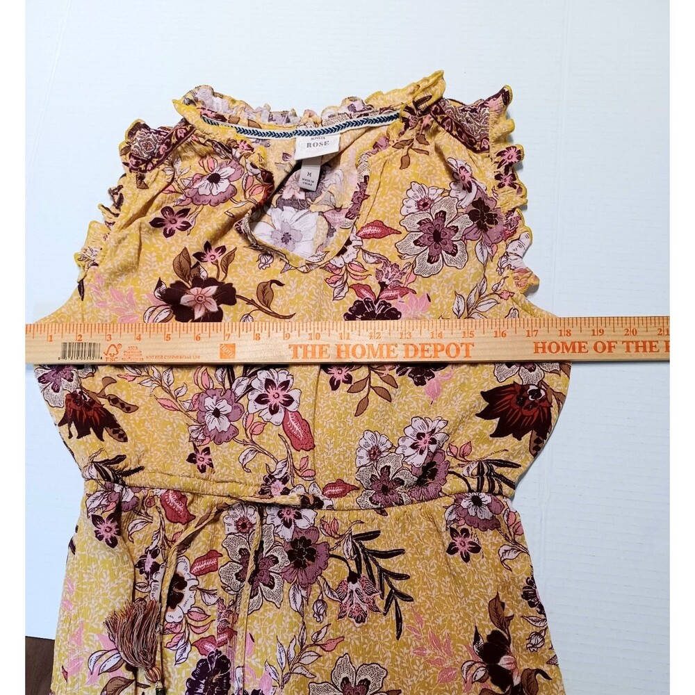 Knox Rose Women's Bohemian Yellow Floral Tiered Midi Dress Size Med - Picture 8 of 8